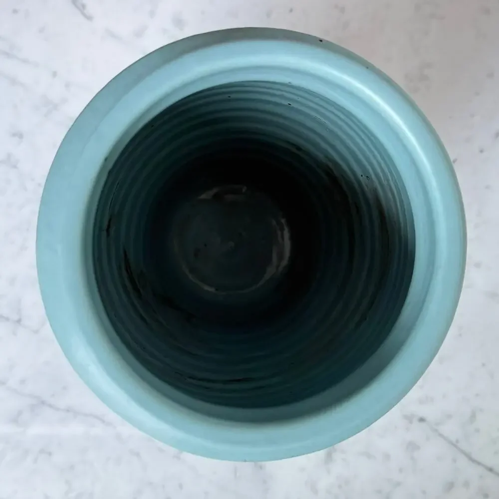 West Elm Turquoise Ceramic Vase Contemporary Modern Minimalist Farmhouse Decor